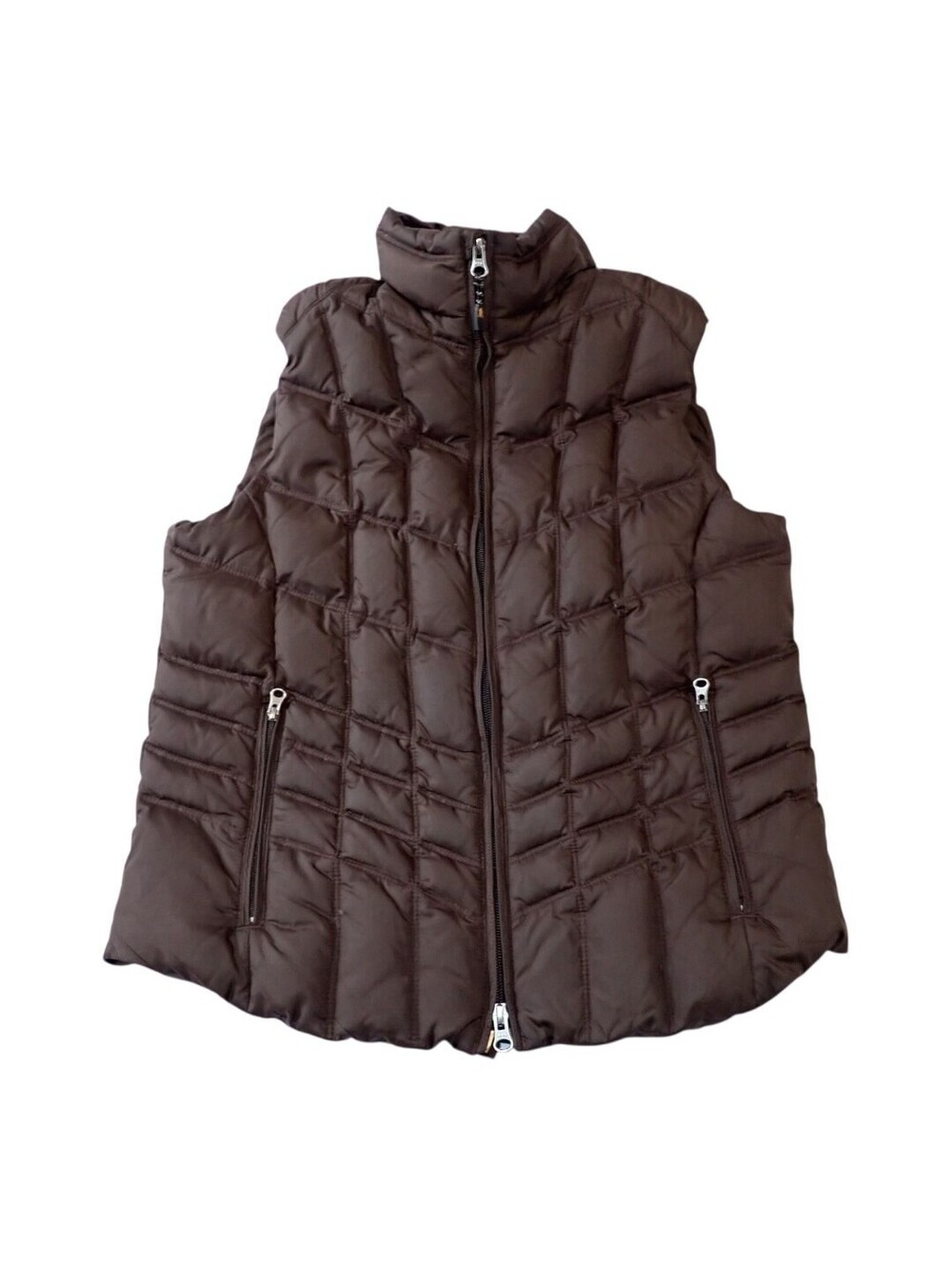 Royal Robbins Down Medium Brown Quilted Puffer Vest Zip Front Floral Lining